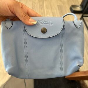 X-Small Le Pliage Cuir Crossbody Bag Longchamp Leather Blue